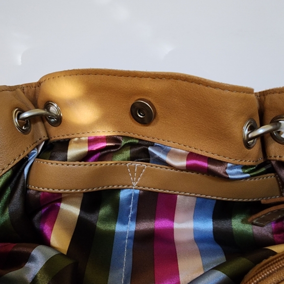 TIGANELLO SHOULDER BAG WITH DOUBLE STRAPS, GENUINE LEATHER, CARMEL COLOR - Picture 12 of 15